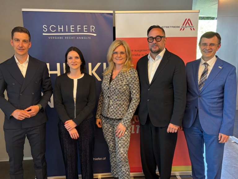 Johannes Holas (KNAPP AG), Maria Troger (Schiefer Rechsanwälte), Monica Rintersbacher (Leitbetriebe Austria), Martin Schiefer (Schiefer Rechtsanwälte), Josef Scheidl (Brantner green solutions)